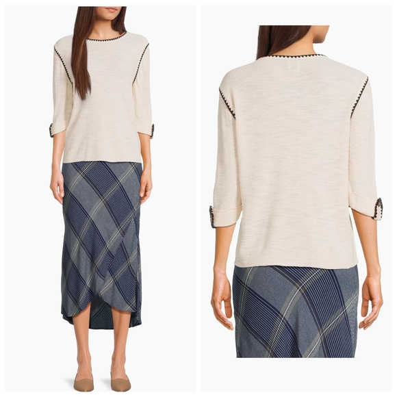 Nic+Zoe Stitched Up Crewneck Sweater XXL